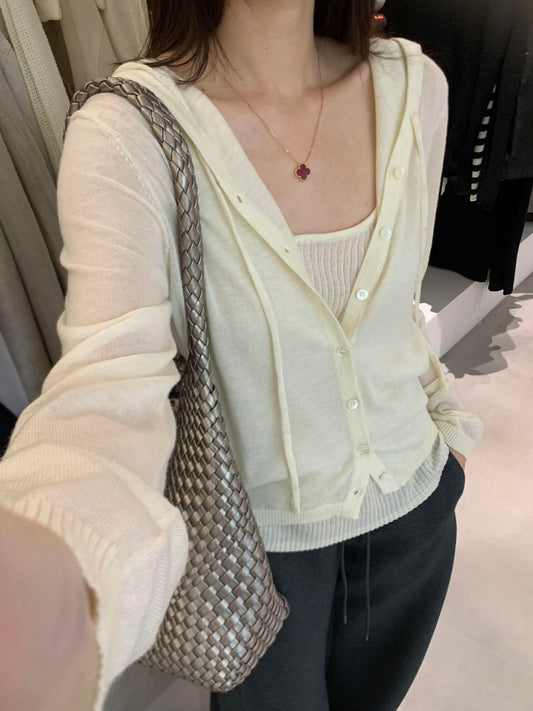 BLUEPOPS-Autumn casual hooded fake two-piece sweater 5606