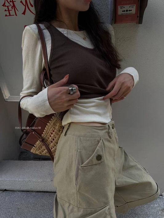 BF.SUDDEN WEALTH-Lyocell fake two-piece simple versatile sweater 81200