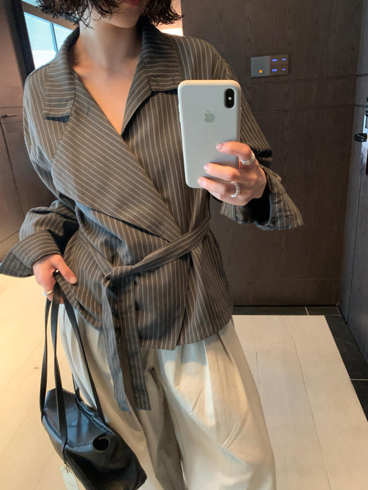 ITTIN Standard Upper Shirt | Stylish, Stand-Up Collar, Two-Way Trench Coat Shirt