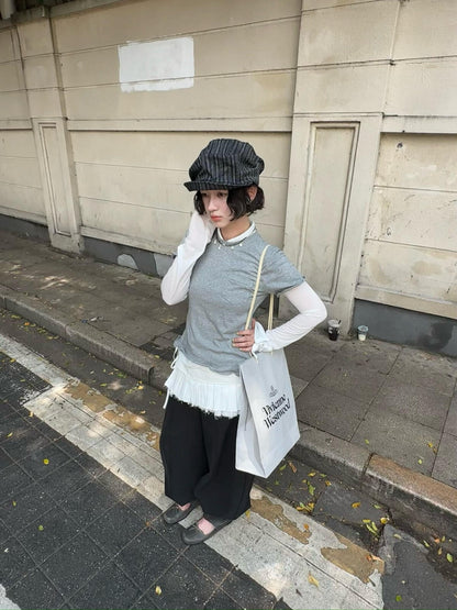 PEACE-color casual simple versatile basic daily wear retro temperament small shirt small shirt 7043