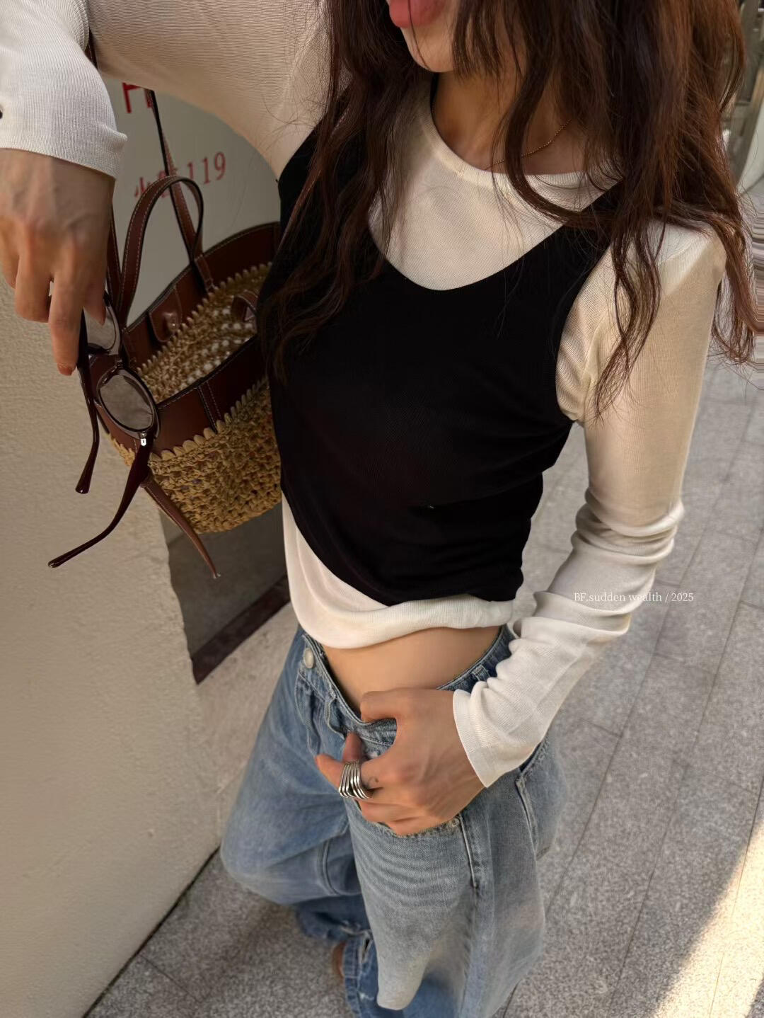 BF.SUDDEN WEALTH-Lyocell fake two-piece simple versatile sweater 81200