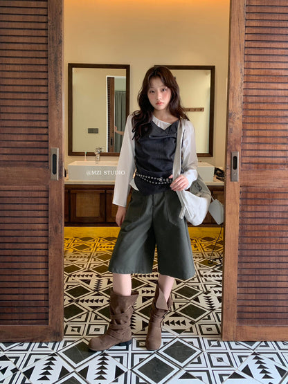 MZI STUDIO-Old simple double large pocket wide leg workwear loose casual versatile neutral casual pants MZ993
